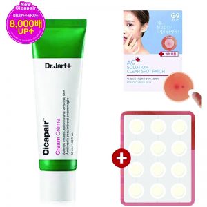 [Renewal] Dr. Jart Cicapair Cream 1.7 fl oz (50 ml) (2nd generation) + G9SKIN AC Solution Clear Patch, 12 Sheets [リニューアル]ドクタージャルトシカペアクリーム1.7fl oz（50 ml）（第2世代）+ G9SKIN ACソリューションクリアパッチ、12枚